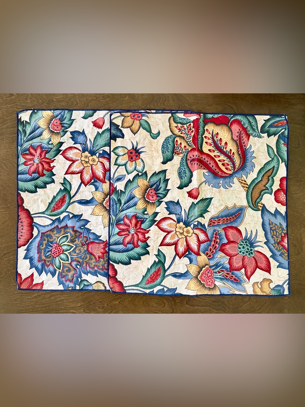 Vtg 2 Napkins Waverly floral cotton fabric Greenfield Village Henry Ford Museum